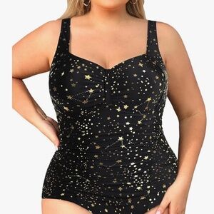 Daci Women Plus Size One Piece Swimsuits - Tummy Control Retro Ruched Bathing